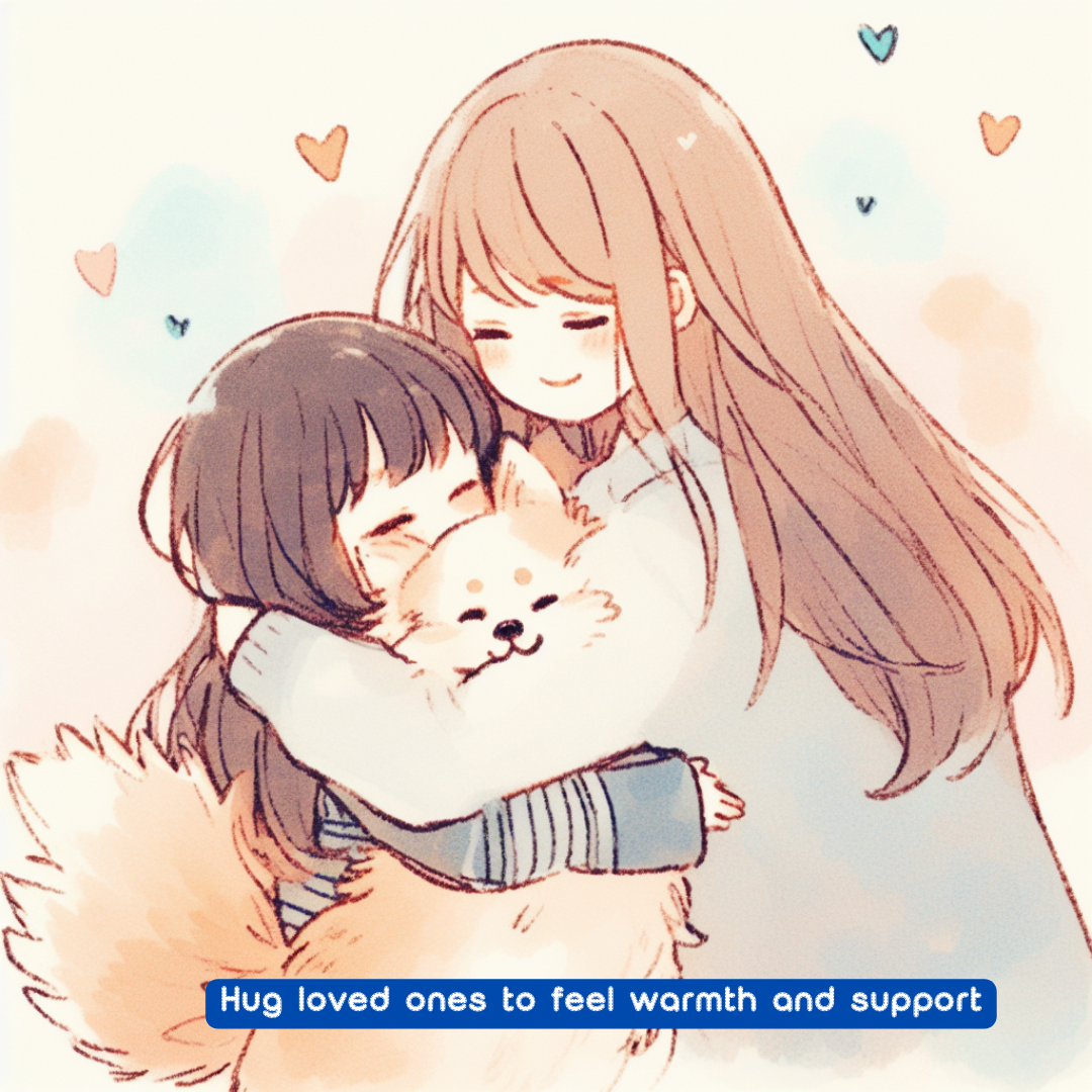 Hug loved ones to feel warmth and support